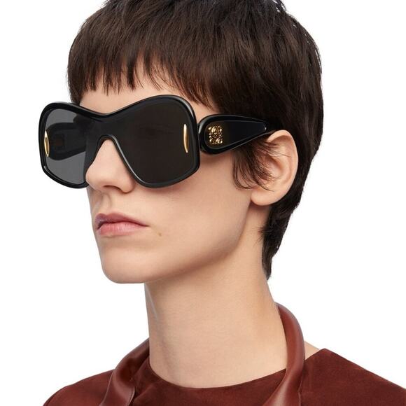 New! LOEWE LW40131I 01C Square Mask Sunglasses, Black, Authentic - Picture 2 of 14